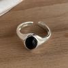925 Sterling Silver Rings for Women Couple Minimalist Handmade Simple Retro Black Heart Ring Party Jewelry Gift Prevent Allergy