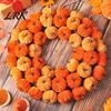 Artificial Pumpkin Vine Velvet Wreath Door Hanger, Fall Thanksgiving Garland, Rustic Fluffy Autumn Harvest Decor for Entryway Window, Farmhouse