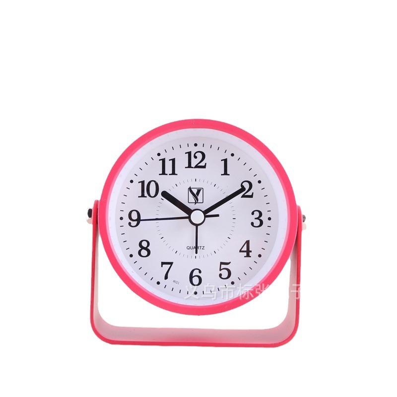 Small metal alarm clock for children, silent desktop clock for students, simple desktop rotating clock