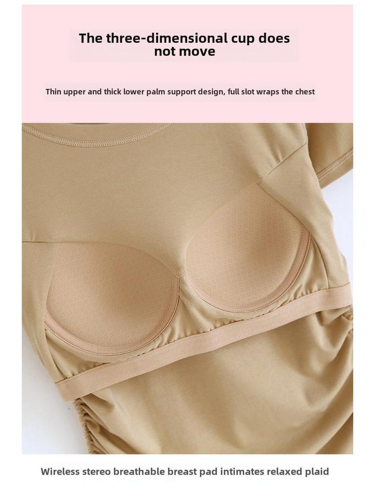 Tricou pentru femei cu mânecă scurtă, cu pernuțe pentru sâni, gât rotund și tiv cu coadă de rândunică