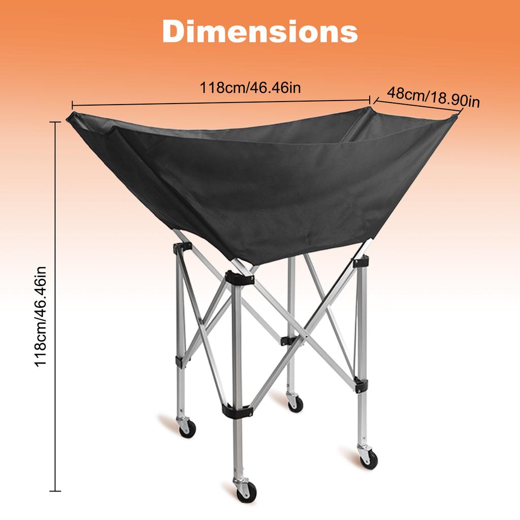 Portable Ball Storage Cart Foldable Tennis Ball Basket Cart with Bag Volleyball Training Equipment Easy Storage and Transport