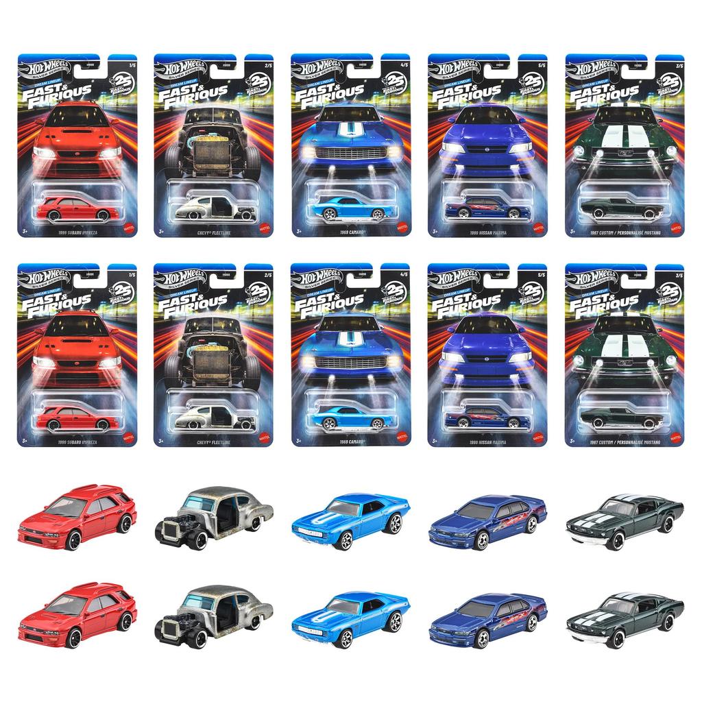Hot Wheels Dream Lineup Vehicle Toy Mini Cars 10-Pack Assortment Wild Speed Themed Box Sale Ages 3 and Up