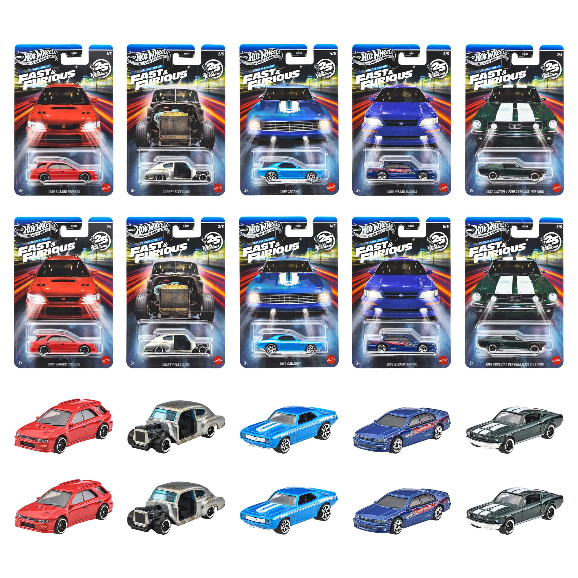 Hot Wheels Dream Lineup Vehicle Toy Mini Cars 10-Pack Assortment Wild Speed Themed Box Sale Ages 3 and Up