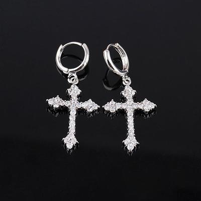 1Pair Zircon  Cross Earrings For Women Drop Earrings Gothic Punk Hip Hop Female Piercing Dangle Earrings Jewelry