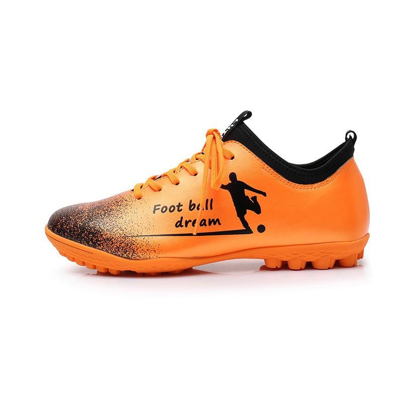 Microfiber leather football shoes broken nails training shoes lace-up sports shoes soft and lightweight thickened rubber soles football shoes
