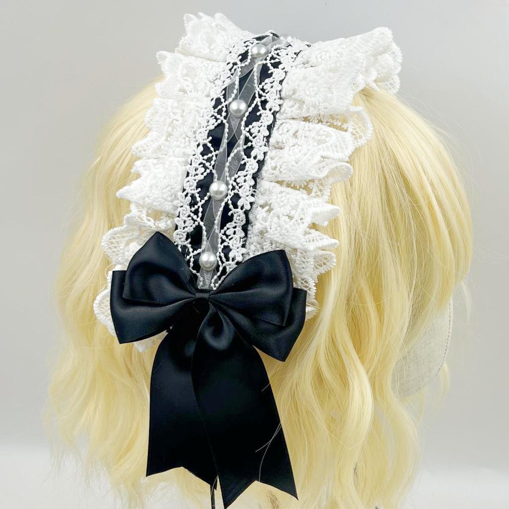 Lolita Rüschen-Stirnband Breiter Haarreif Schleife Haar-Accessoires Spitzenband Niedlich Süß Lieblich Haarband Dropshipping