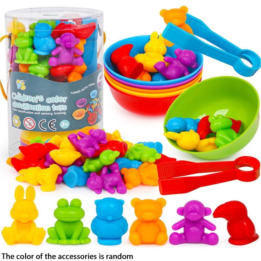 Counting Animal Toys, Matching Game with Sorting Bowl, Math Color Classification, Gift,Suitable for Children over 3 Years Old
