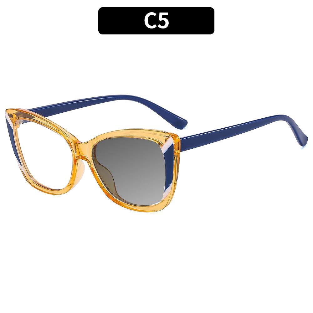 Neues Design Transparenter quadratischer Rahmen Photochromie Lesebrille Damen Blaulichtfilter Weitsicht Rezeptbrille 0~+600