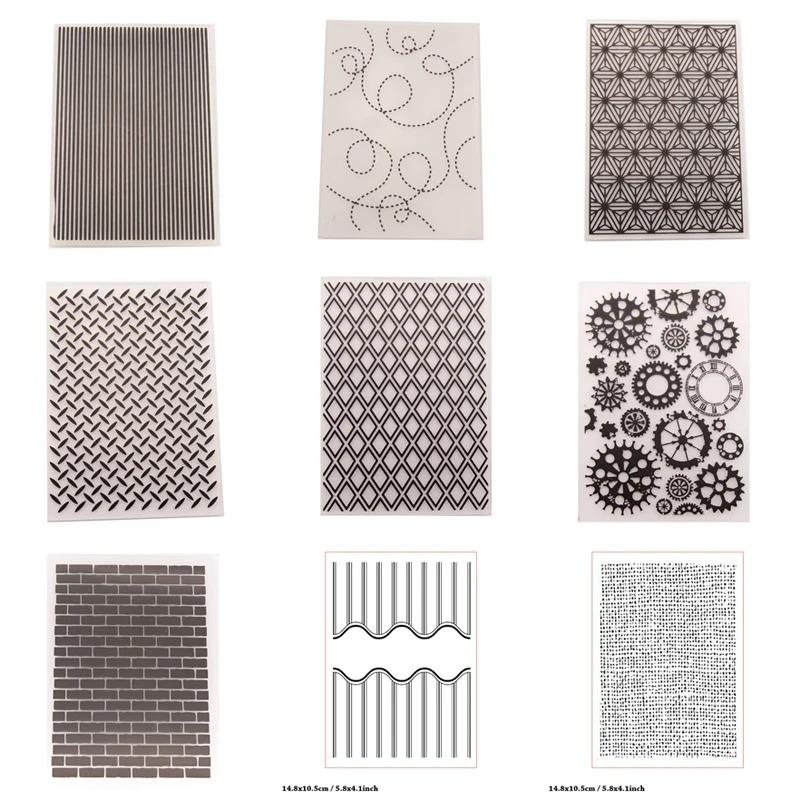 3D Textured Impressions Embossing Folder, Line Textured Dot Background Embossing Folder for Card Making DIY Craft Art Supplies