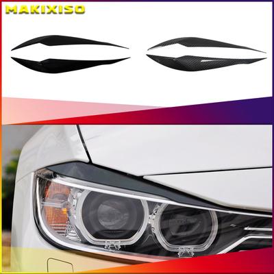 2pcs Gloss Black Eyebrows For BMW 3 Series F30 Sedan F31 Wagon 2012-2019 Car Headlight Eyelids Lids ABS Plastic Accessories