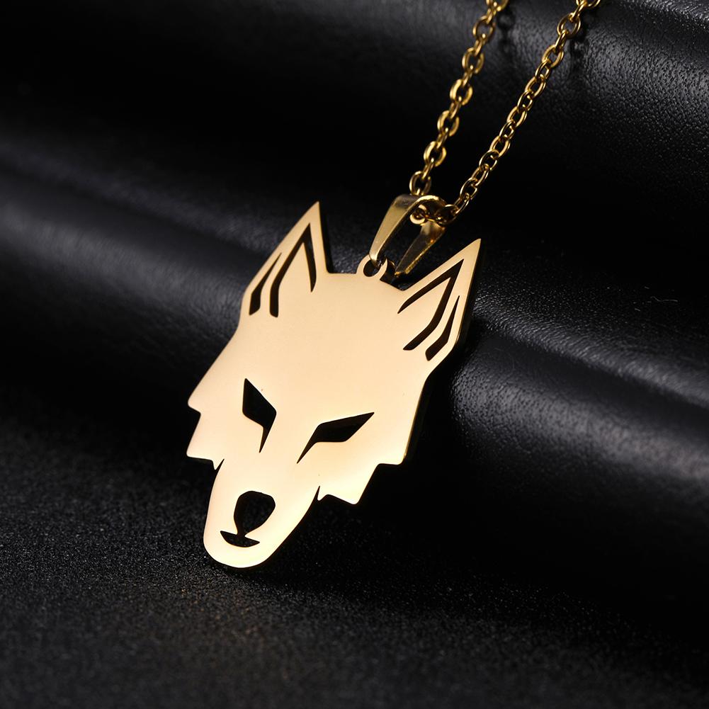 Teamer Cool Animal Wolf Head Pendant Necklace for Women Men Stainless Steel Wolf Pendant Vintage Punk Party Jewelry Animal Gifts