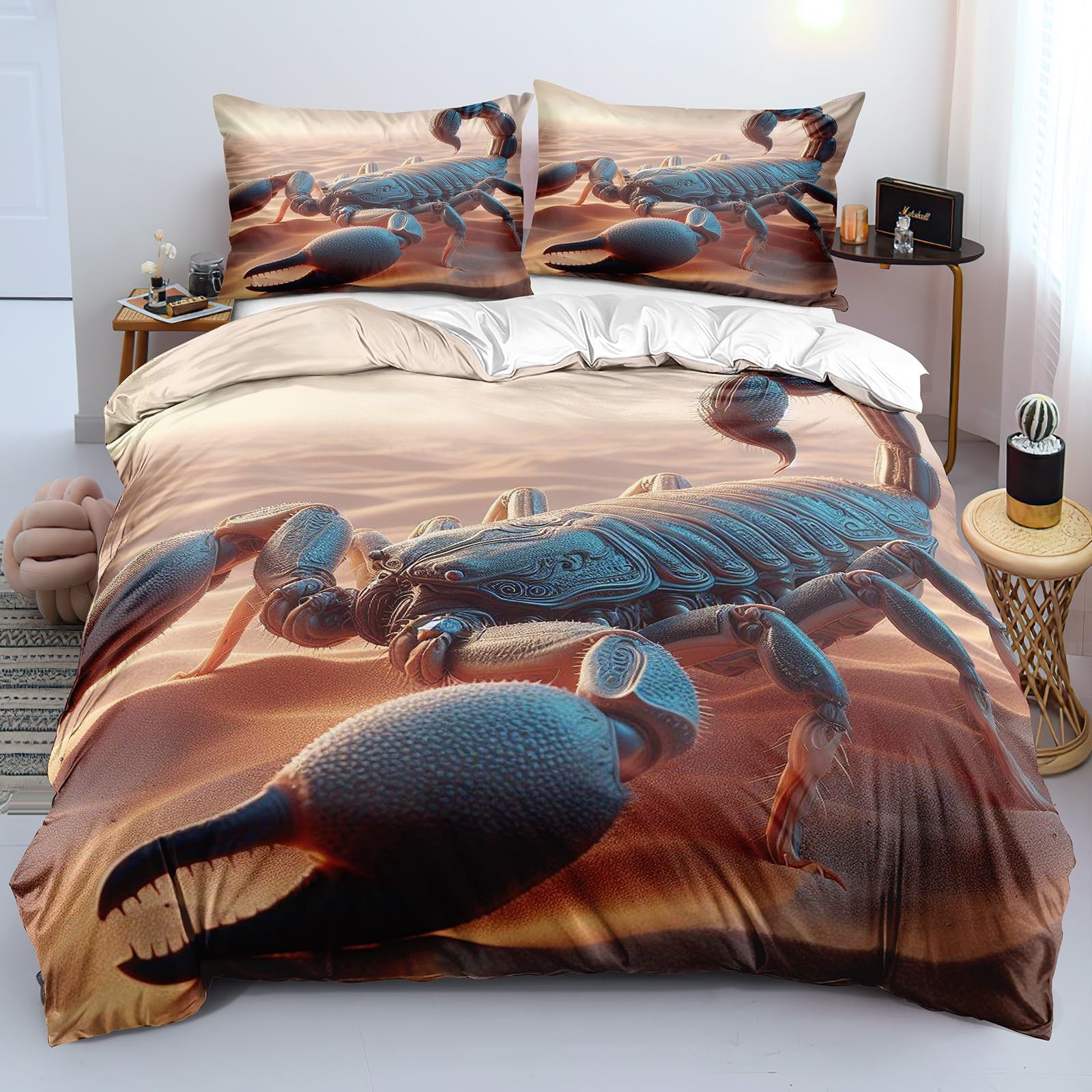 

Scorpion Duvet Cover For Teens Adults Queen Lightweight Quilt Cover Exotic Tribal Retro Theme Bedding Set Bedroom Decor No Quilt EU Single(135x200cm)