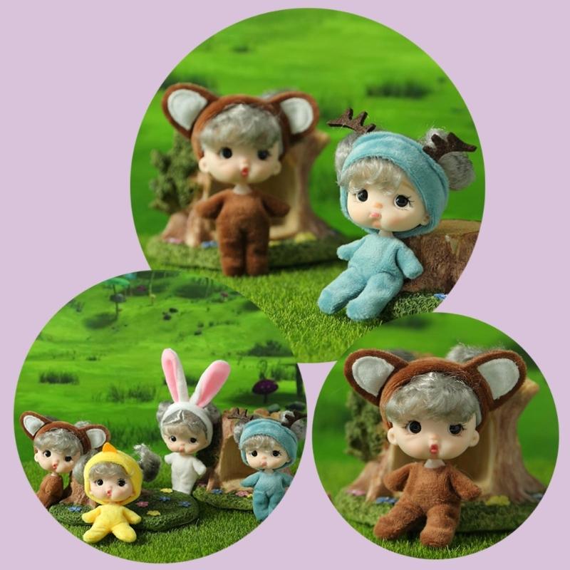 Tiny Doll Plastic Mini Doll with Small Clothes for Girls 4" Little Doll Reborns Baby Gift Bag Decors Accessory