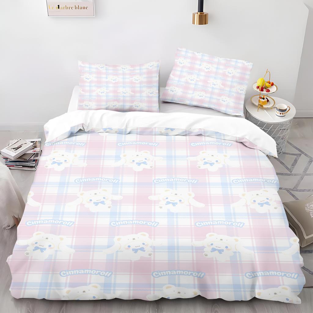 Cartoon Duvet Cover Cinnamoroll Home Pillowcase Set Adult Bedroom Children Comforter Bedding