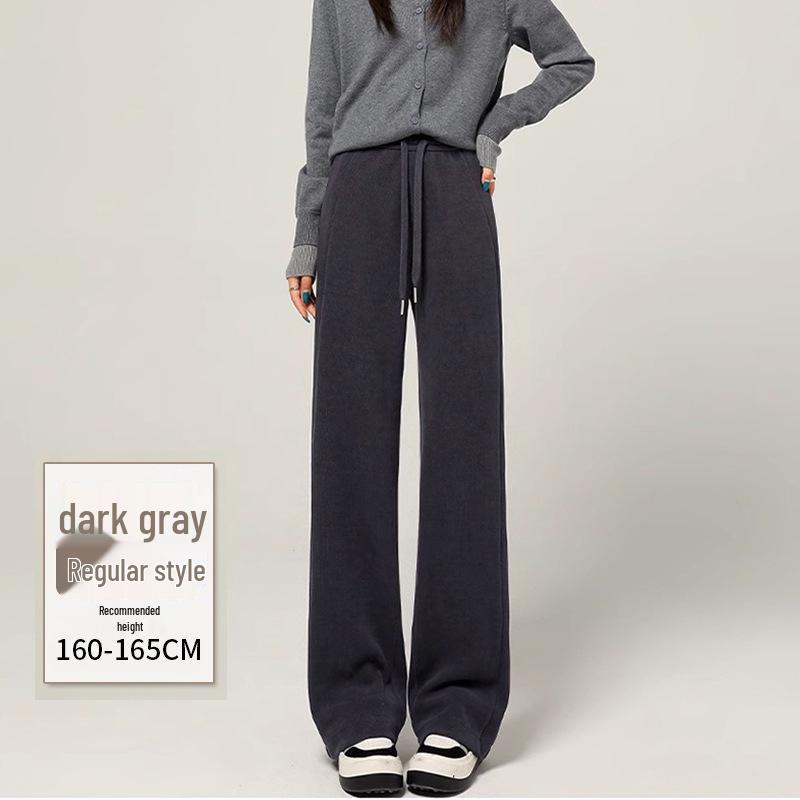 

2025 Women s High-Waisted Wide-Leg Chenille Pants: Slimming, Drawstring Style for Spring & Autumn XL (121-130 lbs)