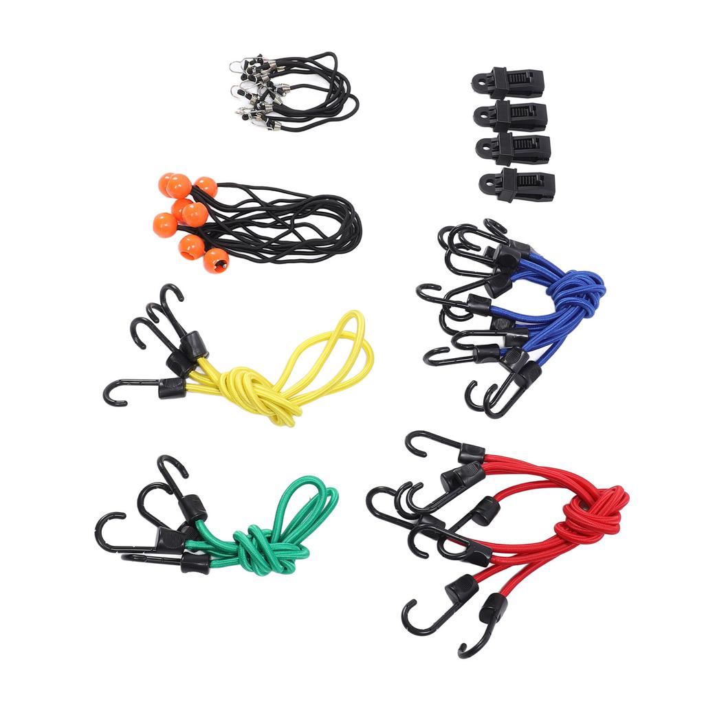 32 Pcs Set Bungee Cords High Elasticity Heavy Duty Rubber Tie Down Strap with Hook and Ball