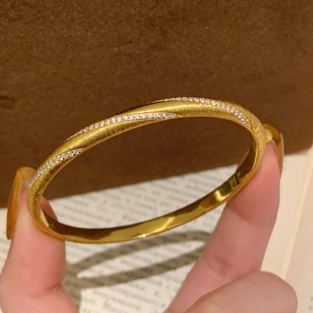 

Italian Luxury Brushed Moebius Bracelet Vintage Minimalist Diamond Twisted Rope Bangle for Women