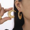 Simple Moon Weaving Irregular C-shaped Stud Earrings Retro Hollow Design Copper Material Plated 18k Gold Jewelry Women