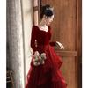 Toast Bride 1011 New Red High-end Wedding French Light Luxury Engagement Evening Dress High-end Autumn and Summer