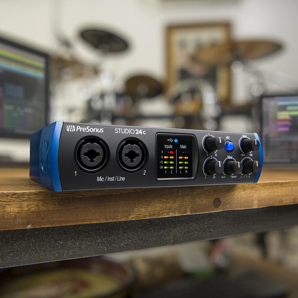PreSonus Studio 24c AudioMIDI Interface, 24-Bit 192kHz, Dual InputOutput, USB-C Compatible, with Studio One Artist Bundle