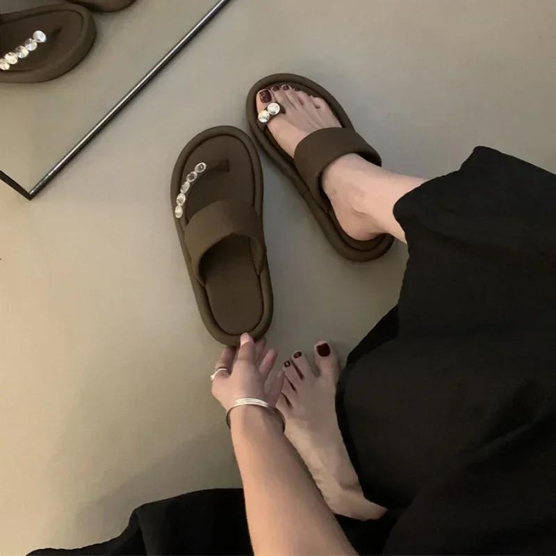 2025 Summers Women Slippers Fashion Elegant Clip Toe Flats Slides Shoes Ladies Casaul Outdoor Beach Sandalias Flip Flop