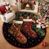Christmas Circular Carpet Home Living Room Wear-resistant Floor Mat Bedroom Bedside Carpet Easy To Maintain Floor Mat Home Decor