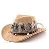 Trendy Skull Feather Cowboy Hat Men'S And Women'S Spring  Autumn Outdoor Sunshade Hat Tourism Knight Hat Cool Western Cowboy Hat