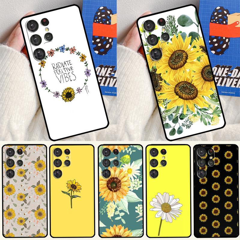 Summer Daisy Sunflower Floral Phone Case For Samsung Galaxy S24 Ultra S25 Ultra S9 S10 S20 S21 S22 Plus S23 S24 FE Cover