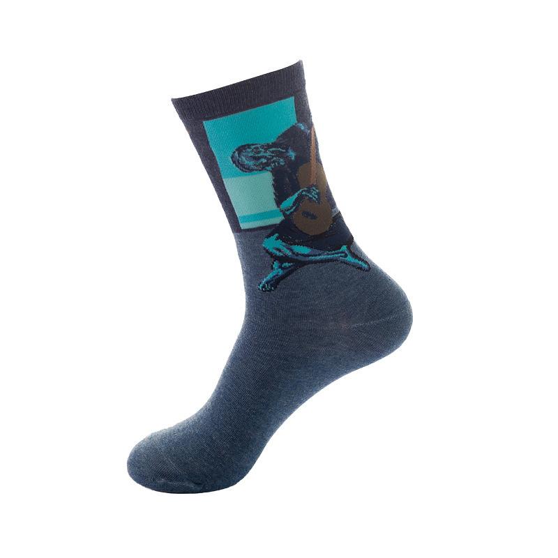 Oil painting medium tube socks European and American adult socks Women's trend stockings Men's autumn and winter cotton socks