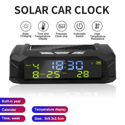 Ceas auto USB încărcare solară inteligent digital ceas calendar timp temperatură afișaj LED accesorii interioare auto pornire automată