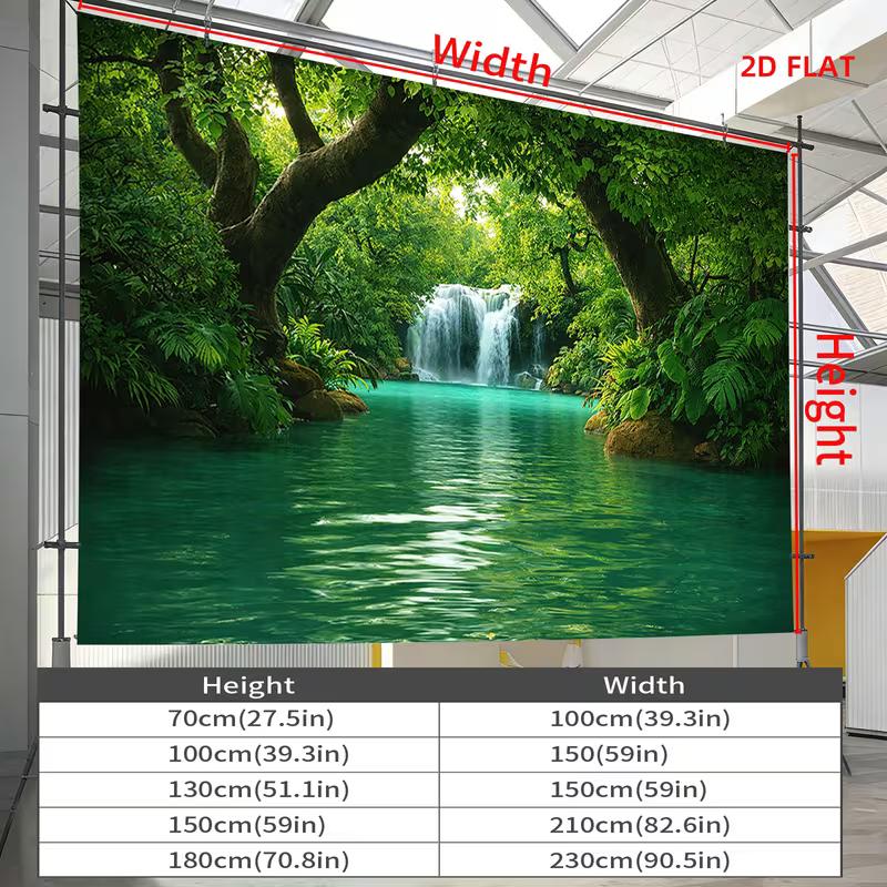 2D Tropical Forest Waterfall Backdrop for Aesthetic Nature Content Creation