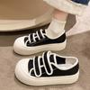 Canvas Mary Jane Single Shoes Women's New Spring and Summer Platform Heightening Fashion Versatile Big Head Velcro Small Leather Shoes
