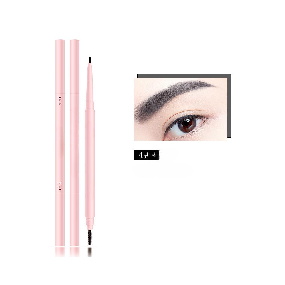 Feiner Augenbrauenstift in Doppelkopfform, wasserfest, langlebiger und nicht verschmierender Augenbrauenstift, automatisch rotierender feiner Augenbrauenstift mit doppeltem Verwendungszweck