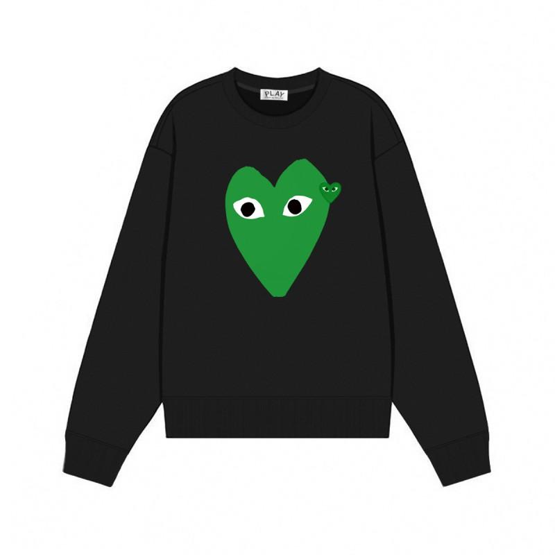 Relaxed Fit Cotton Sweatshirt With Heart Print Long Sleeve Crew Neck Fleece Lined Unisex Winter Casual Top