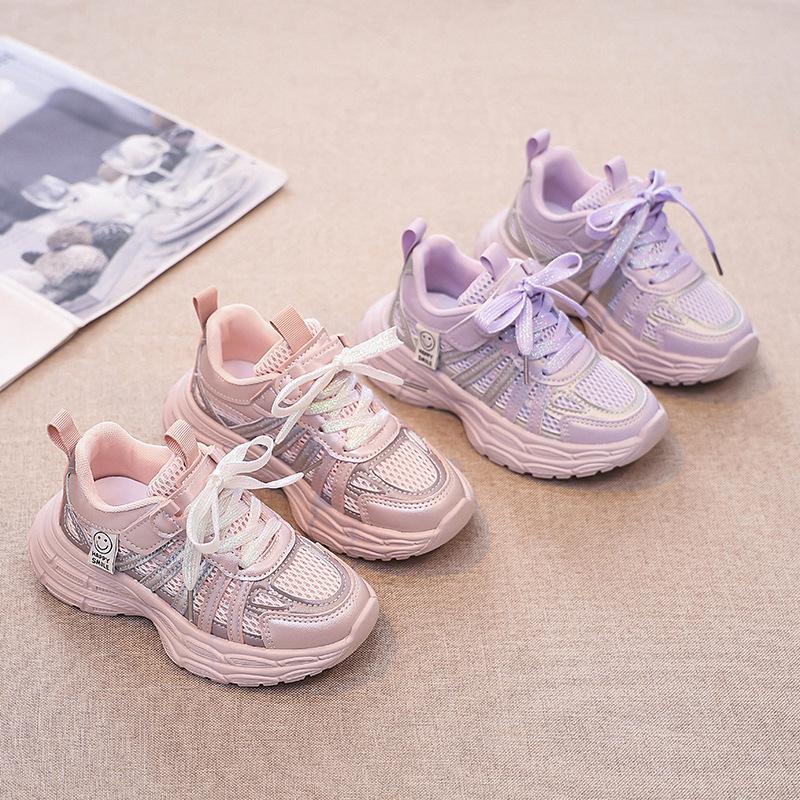 Girls Waterproof Leather Chunky Sneakers Spring Autumn Velcro Athletic Shoes For Kids Fashion Casual Running Trainers