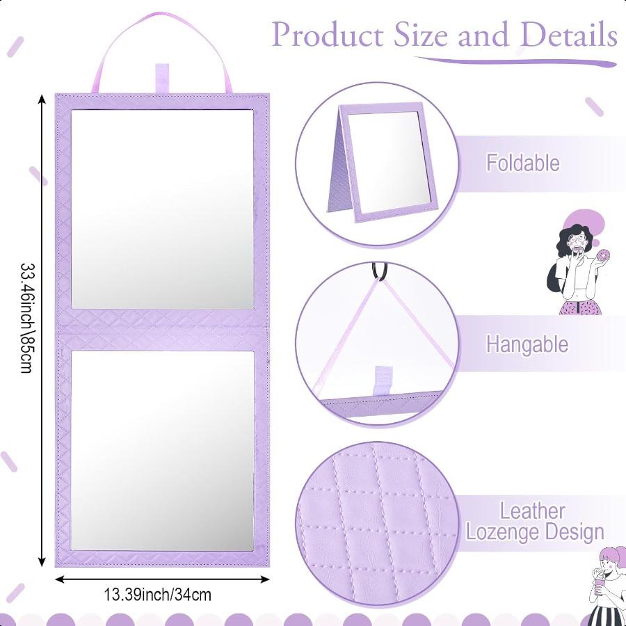 

Складное гримерное зеркало с ручкой 33,5X 13,4 дюйма Кожаное складное подвесное зеркало Прямоугольное для путешествий Танцевальная сумка Дом Фитн United States