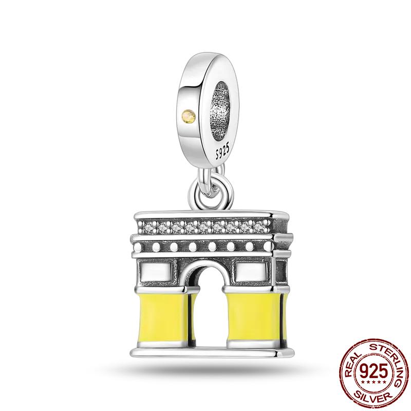 Copper Metal Travel Collection Tower Airplane Camera Postcard Suitcase Pendant Bead Component Charm Bead Components Bead Component Compatible With