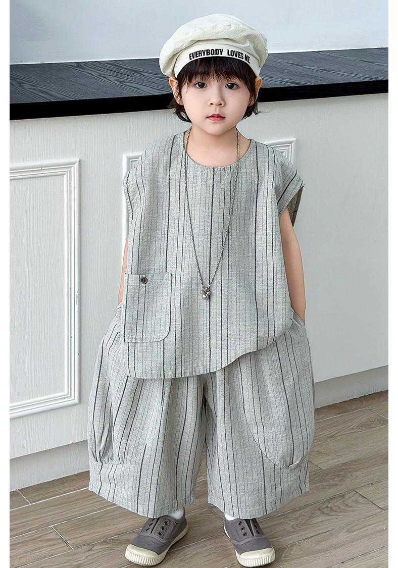 Boys 2026 Sleeveless Loose Vest & Lantern Pants Summer Set 130cm