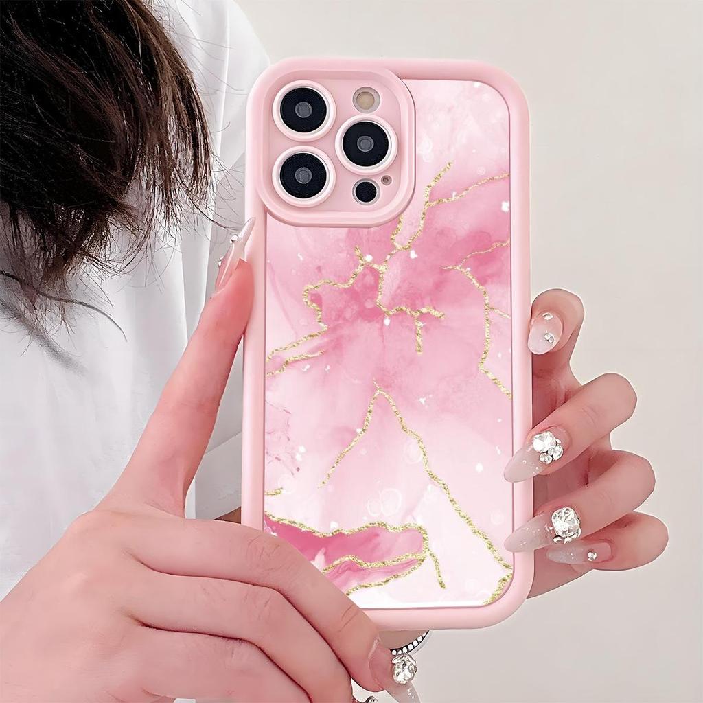 Pink Marble Groove Case for iPhone 15/16/17