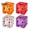 Anxiety Relief Gadget Halloween Stress Cube Sensory Toy, Squeeze Toy with Pumpkin Skull Spider Pattern, Clear Party Favors