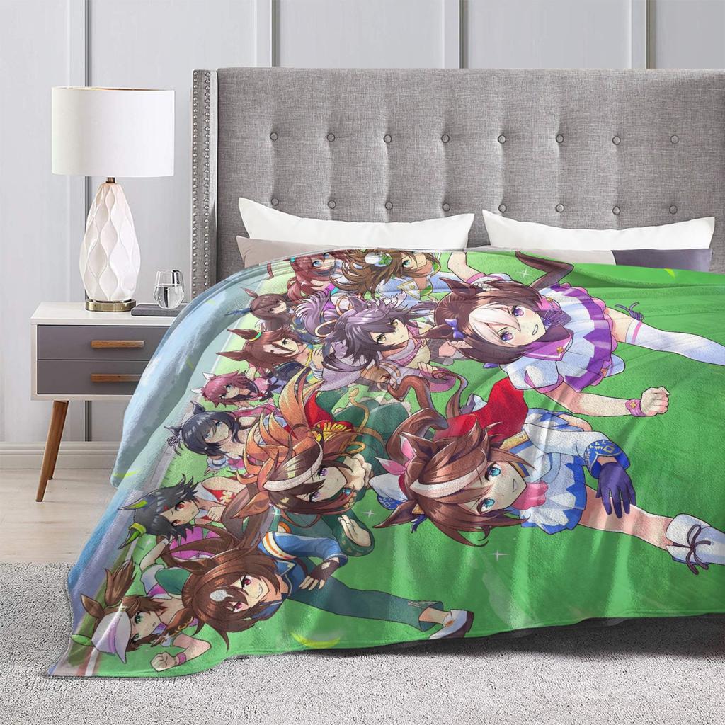 Uma Musume Pretty Derby Blankets Fleece All Season Portable Warm Throw Blankets for Bed Couch Bedding Throws