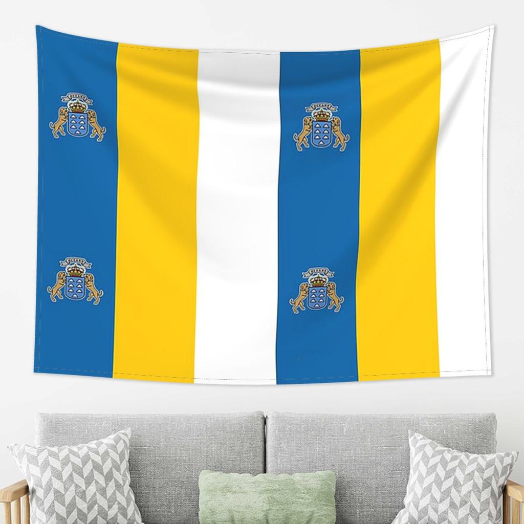Spain Flag Oceano Canary Islands Tapestry Wall Hanging Aesthetic Home Decor Tapestries for Living Room Bedroom
