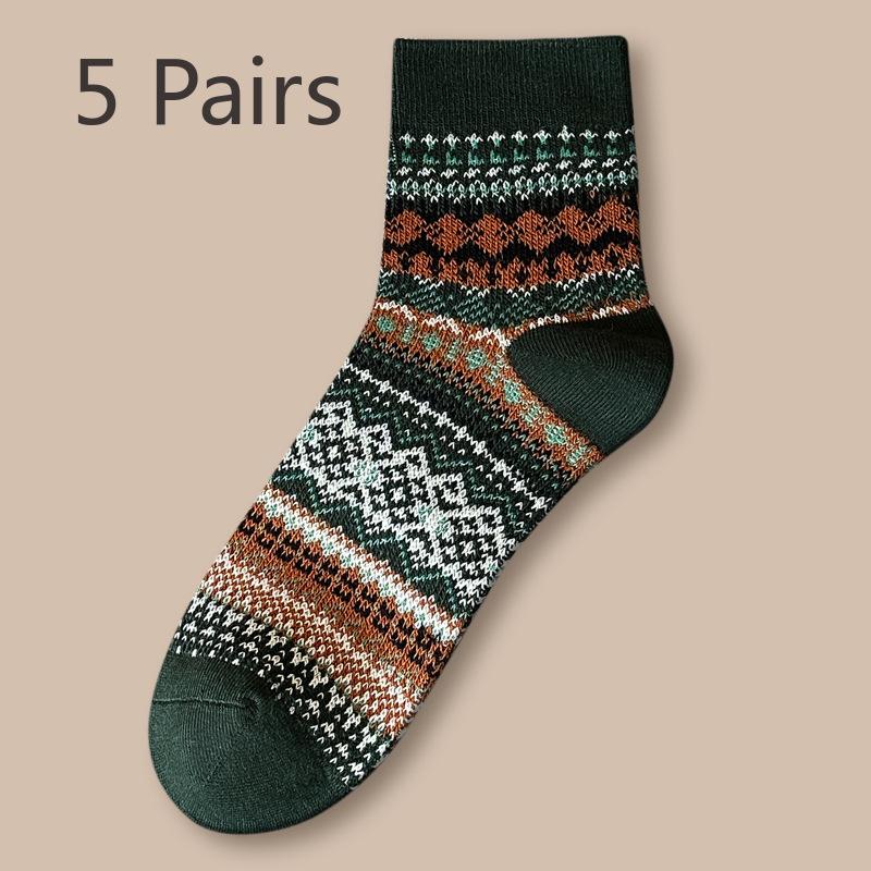 

5 пар мужских осенних носков National Wind из плотного хлопка 5 Pairs темно-зеленого