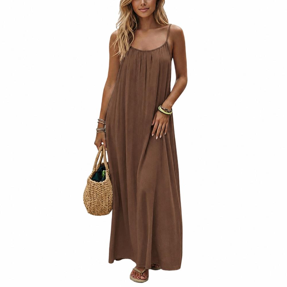 Comfortable Women's Crepe Maxi Dress Summer Long Dress for Beach Vacation