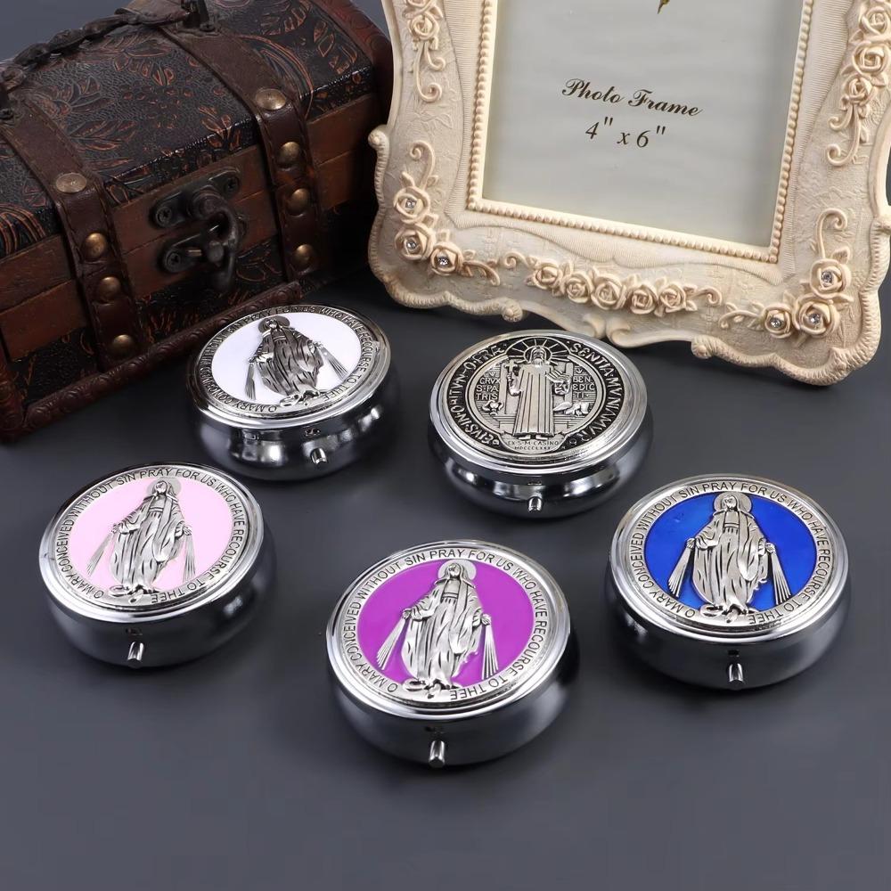 Retro Saint Benedict Jewelry Box Round Jewelry Storage Box  Accessories Storage