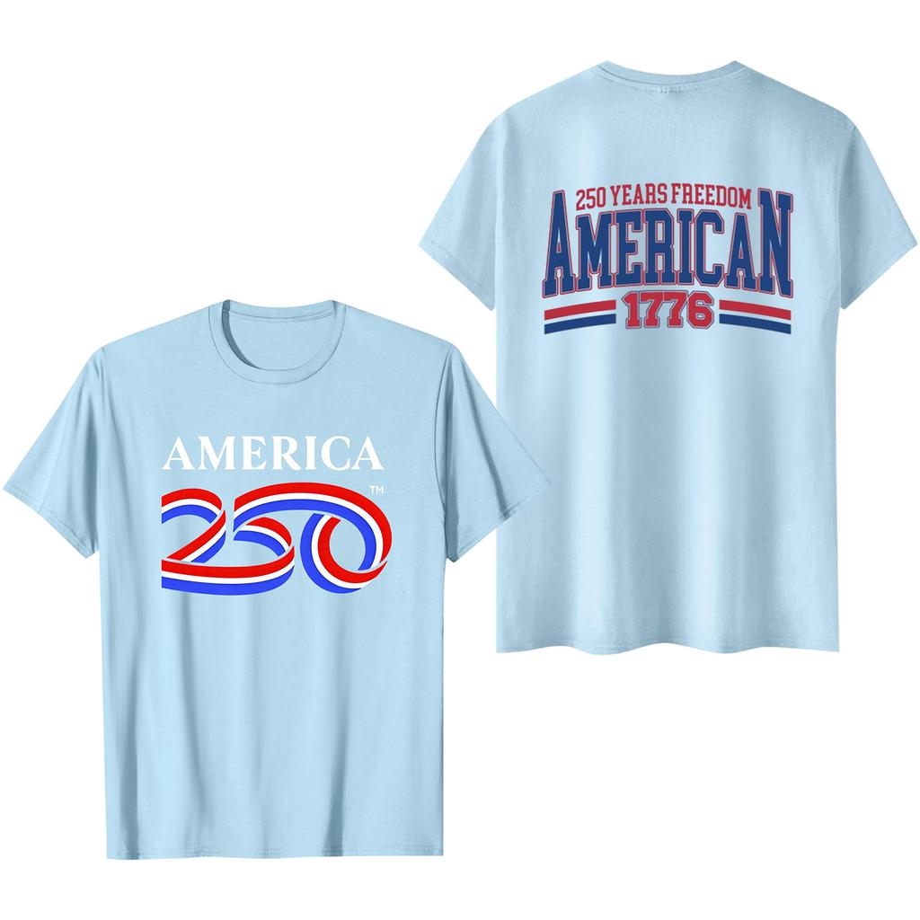 Men's Casual Short Sleeve T-Shirt 250 Years Anniversary Letter Print Crew Neck Cotton Blend Soft Fabric Comfortable Fit