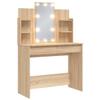 Makeup Table with LED Lights Sonoma Oak Finish 96 x 40 x 142 cm