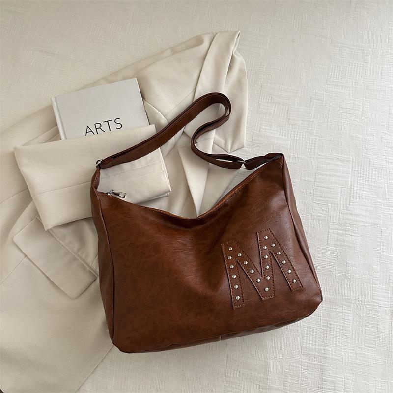 2025 large bag women's trendy Korean version versatile simple large capacity tote bag one-shoulder handbag soft material women's bag crossbody