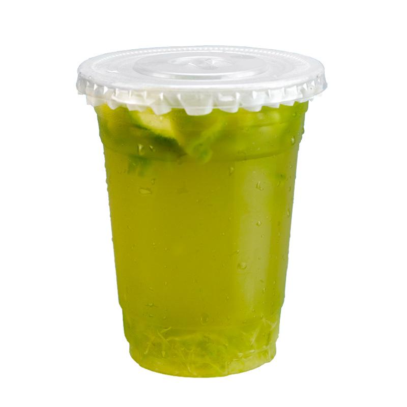 Disposable PET Plastic Cup with Lid - 98mm Caliber for Milk Tea, Coffee, Lemon Tea, or Iced Drinks