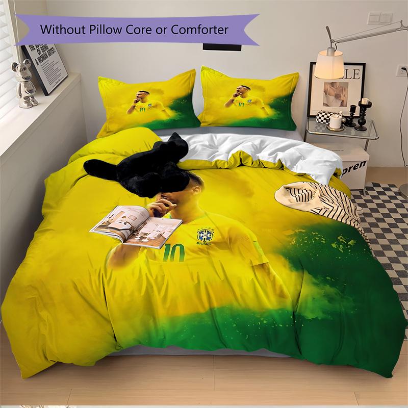 3Pcs Brazilian Football Star Bedding Sets For All Sizes New 3D Printed Bed Cover Comforter Duvet Cover Pillowcase Bedroom Decoration